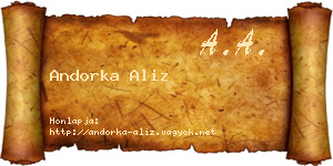 Andorka Aliz névjegykártya